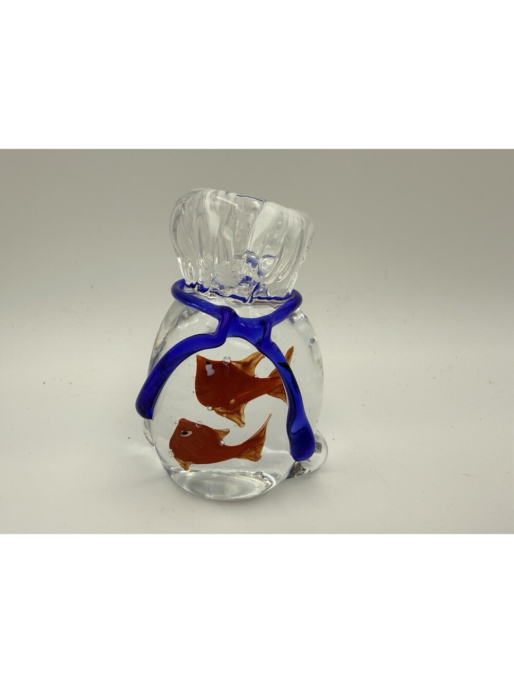 Gold Fish In A Bag Paperweight 3" Art VTG